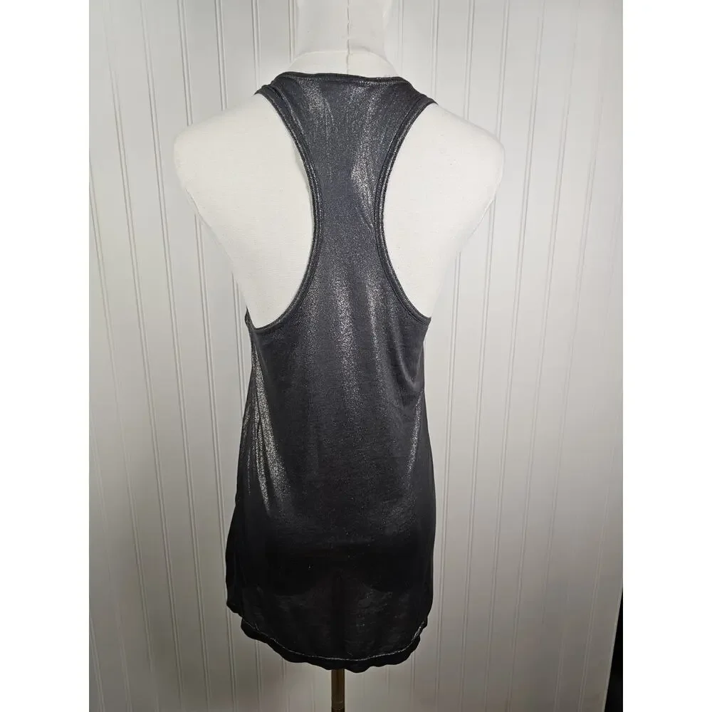 Free People Charcoal Metallic Tank Top Women's Size M NWT